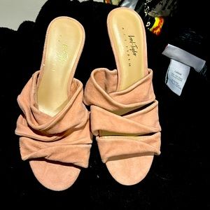 Never worn 7.5 lord and Taylor pinkish suede mules 2 in heel